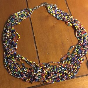 ZAD multicolored multi-strand beaded necklace.